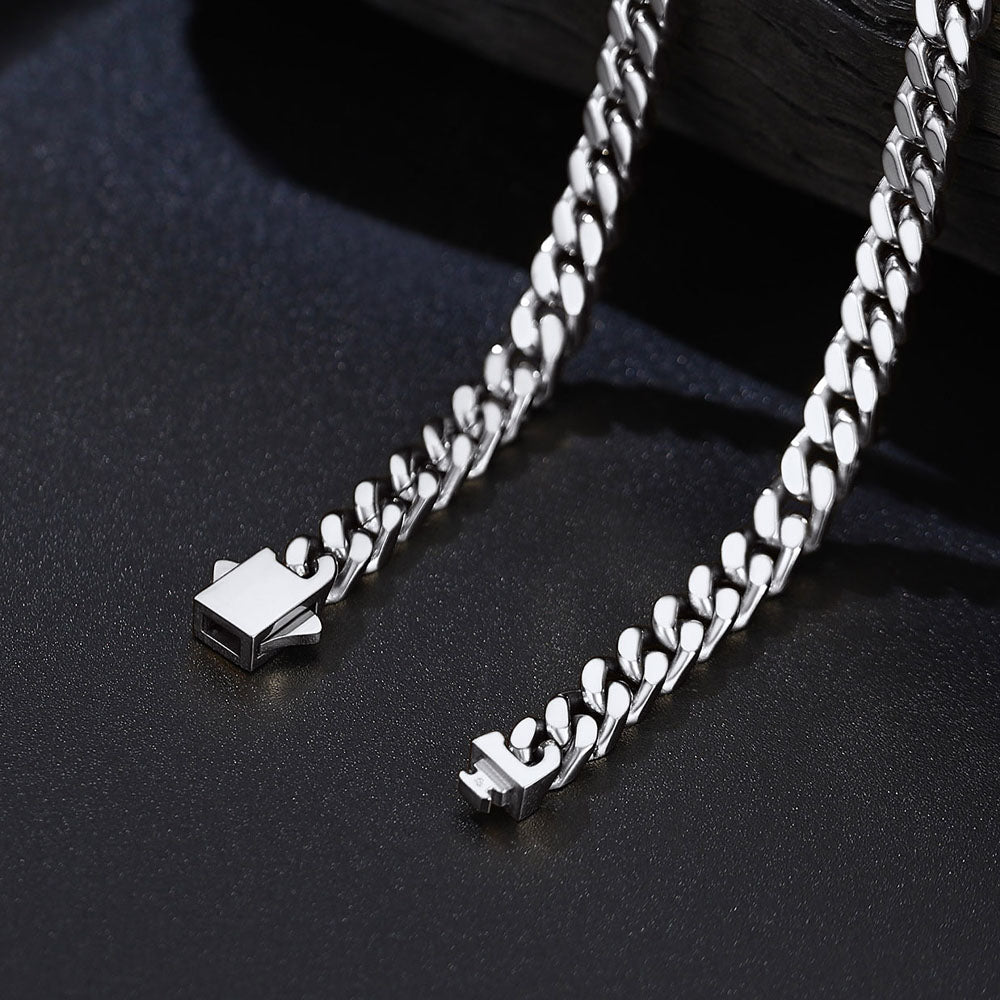 Shiny stainless steel 5mm Miami Cuban link layered double chains