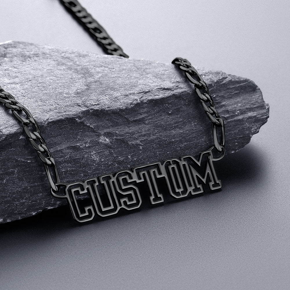 Personalised Nameplate Figaro Chain Necklace for Men Women