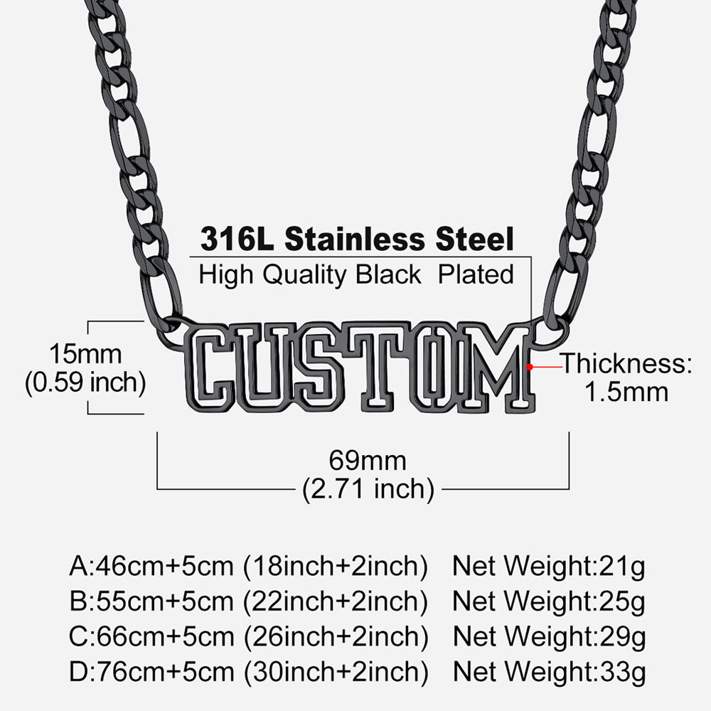 Personalised Nameplate Figaro Chain Necklace for Men Women