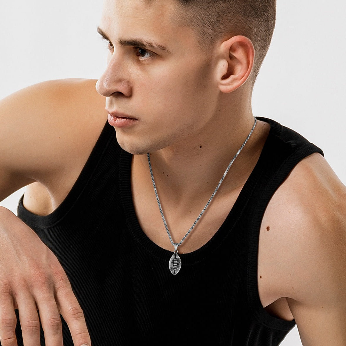 3D American Football Pendant Necklace for Men Women FaithHeart