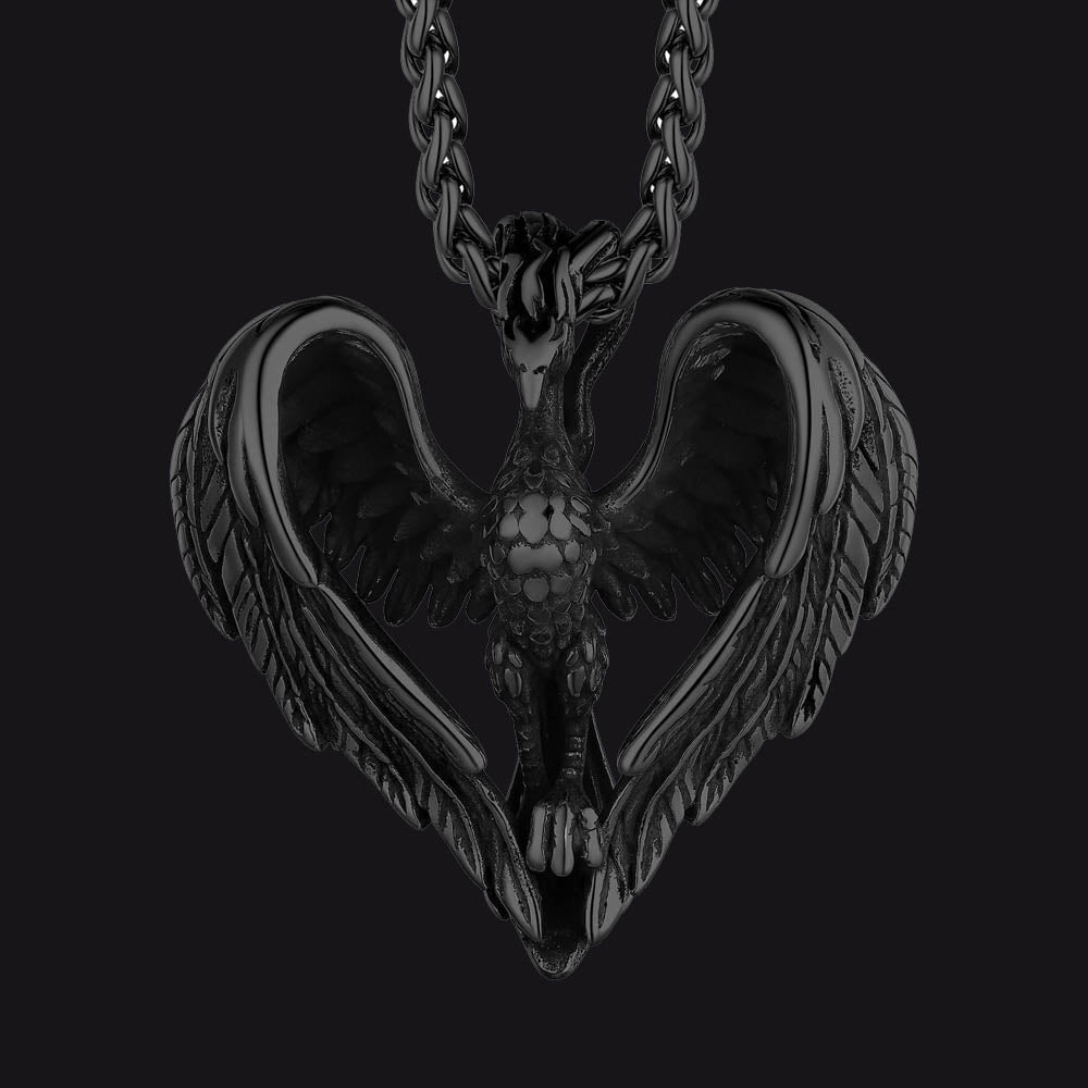 Vintage Viking Stainless Steel Phoenix Pendant Necklace for Men FaithHeart Jewelry
