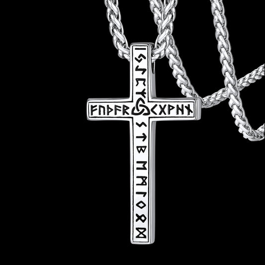 FaithHeart Viking Runes Cross Necklace Pendant for Men FaithHeartimg
