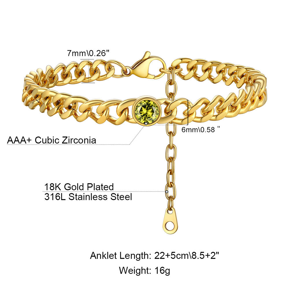 12 Birthstone Anklet PSA40044-Size