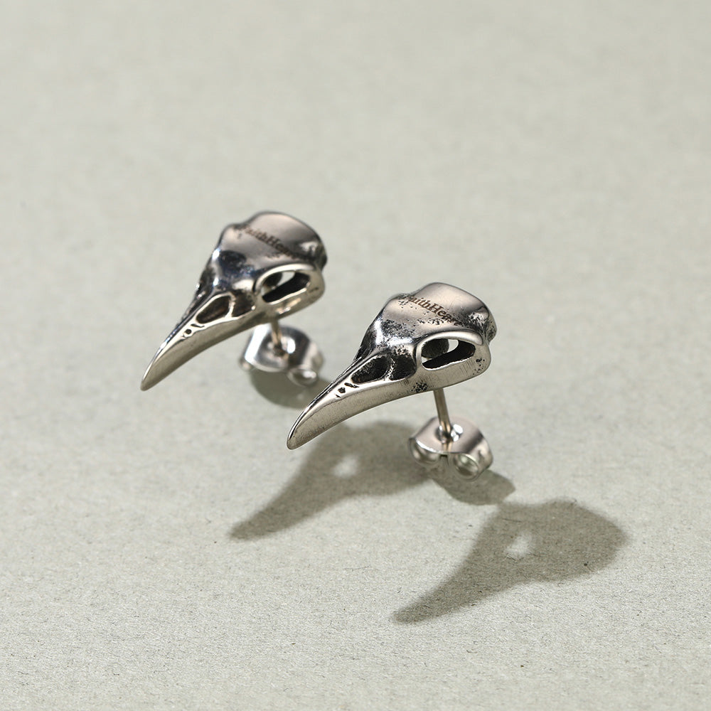 FaithHeart Raven Skull Earrings Viking Stud Earrings For Men FaithHeart
