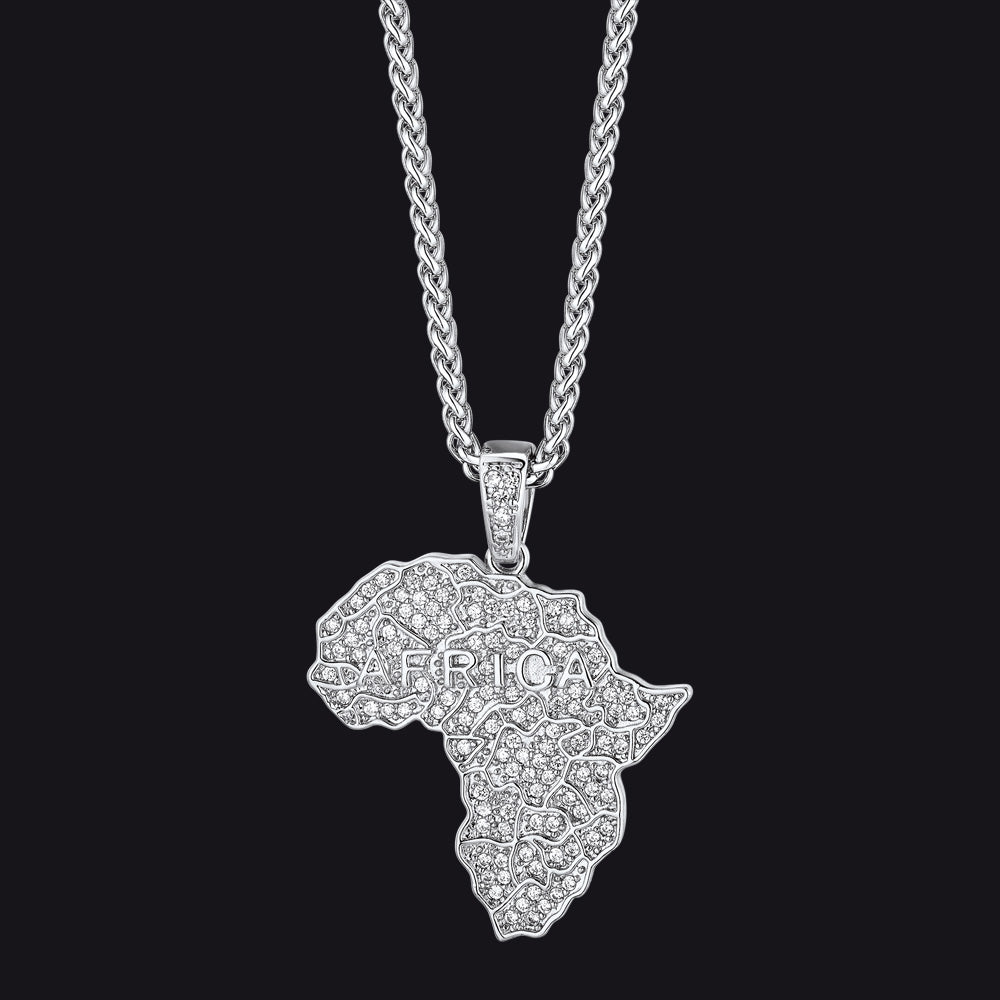 Africa Map Stainless Steel Zirconia Necklace FaithHeart Jewelry