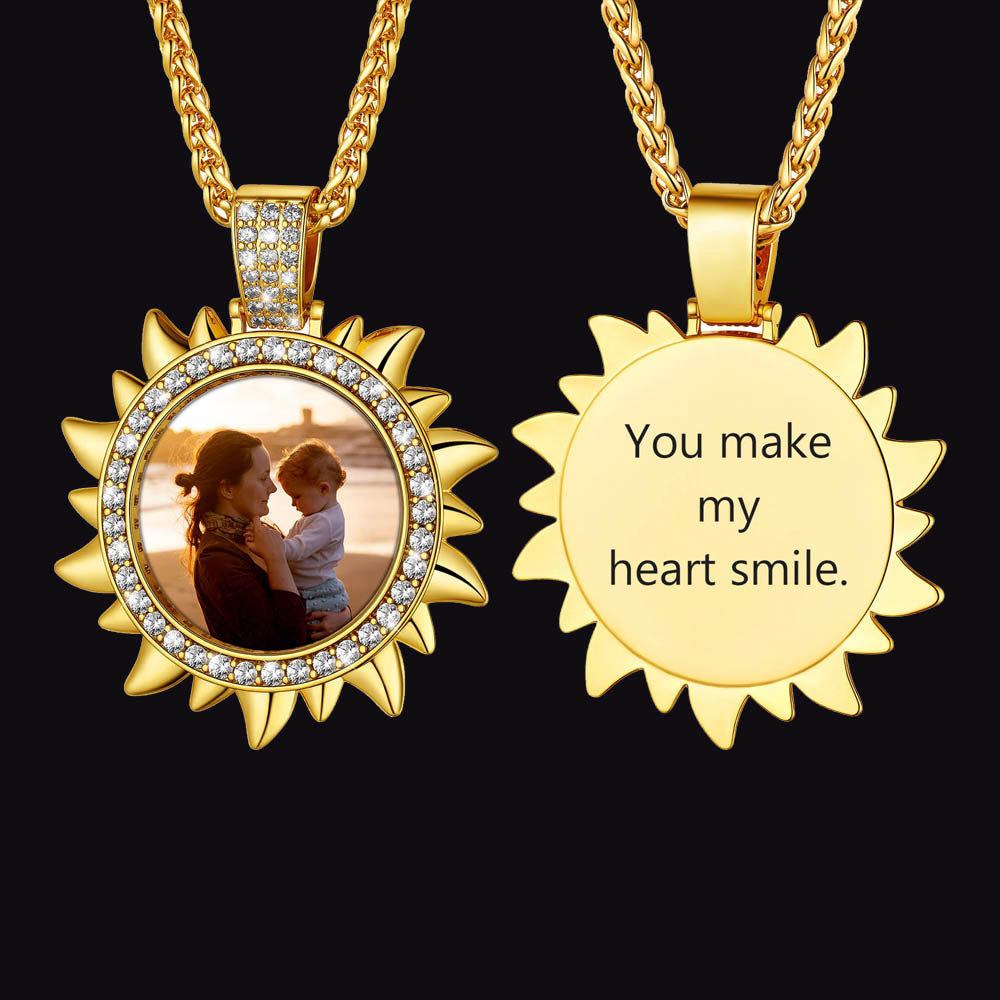 FaithHeart Sun Custom Zirconia Pendant Hip Hop Jewelry Picture Necklace FaithHeart