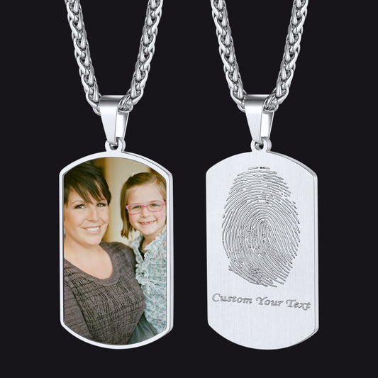 Customized Dog Tag Photo Fingerprint Necklace FaithHeart Jewelry