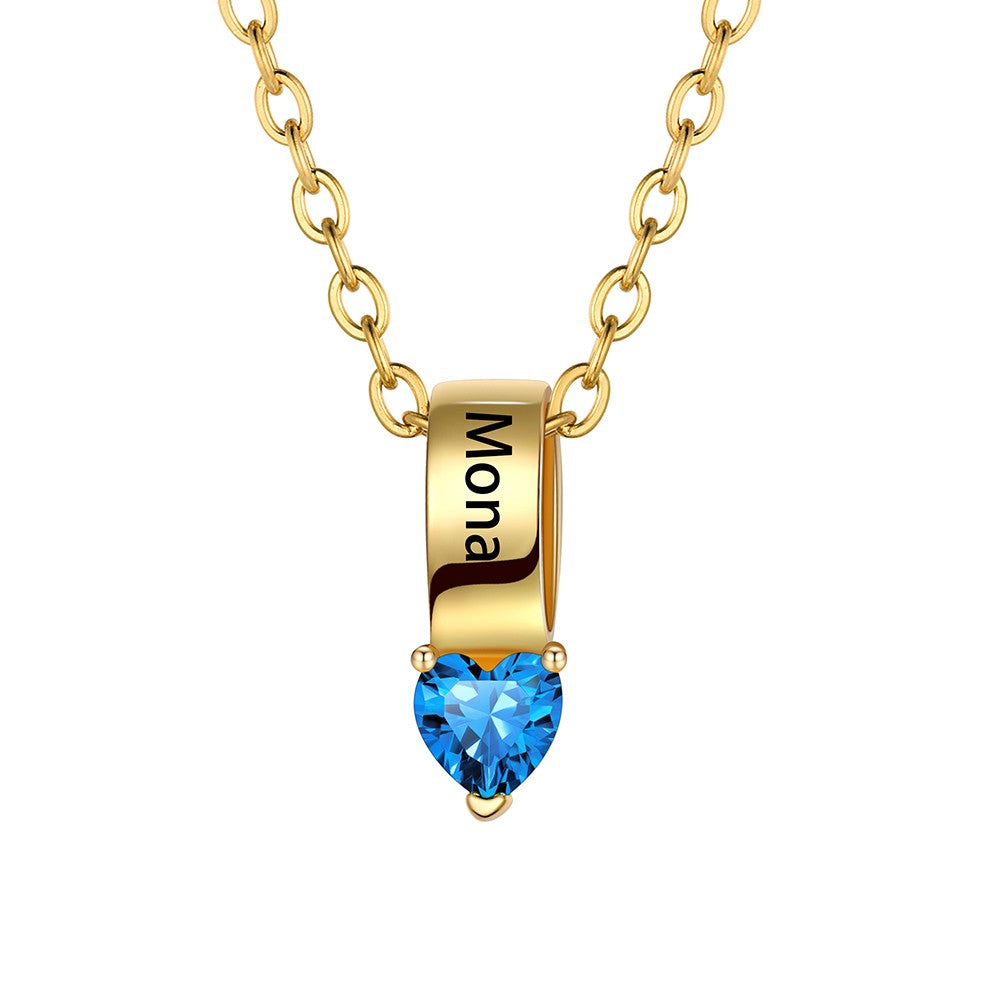 1 HeartGold Plated Birthstone Necklace for Women BSP210067