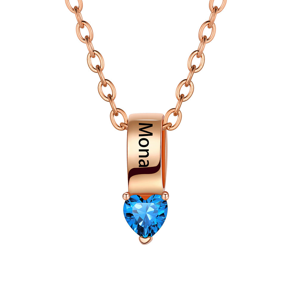 1 Heart Rose Gold Plated Birthstone Necklace for Women BSP210067
