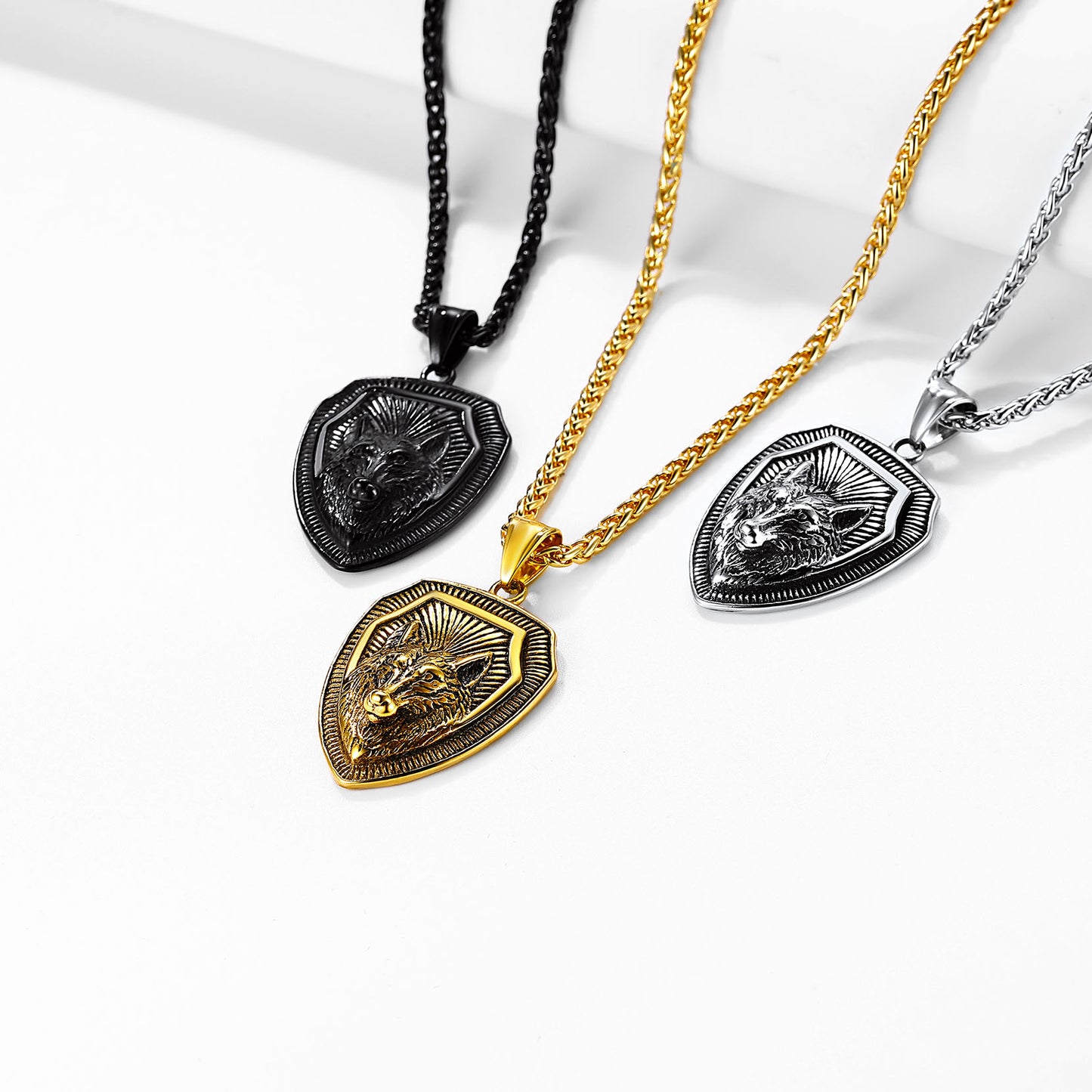 FaithHeart Viking Nordic Wolf Amulet Stainless Steel Pendant Necklace FaithHeart Jewelry