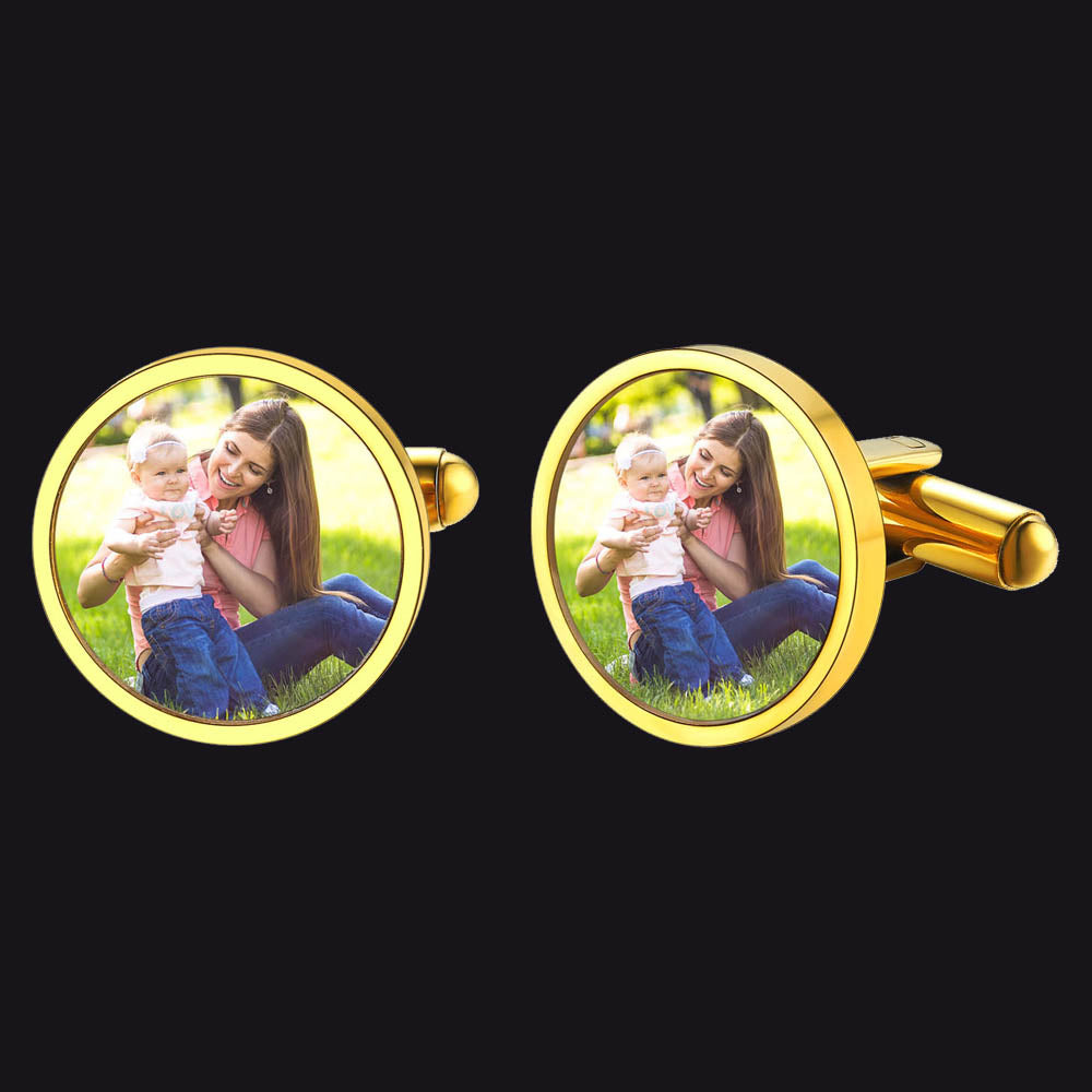 Classic Custom Photo Monogram Name Cufflinks FaithHeart Jewelry