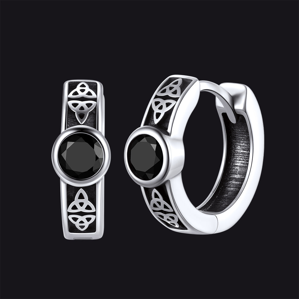 Orecchini A Cerchio In Argento 925 Stile Celtico - Con Pallina Singola Orecchini A Cerchio In Argento 925 Stile Celtico - Con Pallina Singola