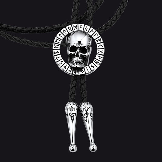FaithHeart Viking Bolo Tie for Men, Skull Steel Pendant FaithHeartimg
