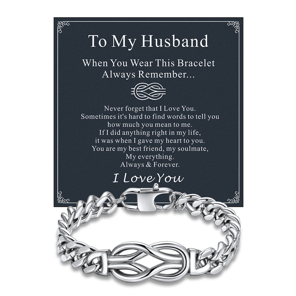 Love Knot Cuban Link Chain Bracelet Gift For Couple Men