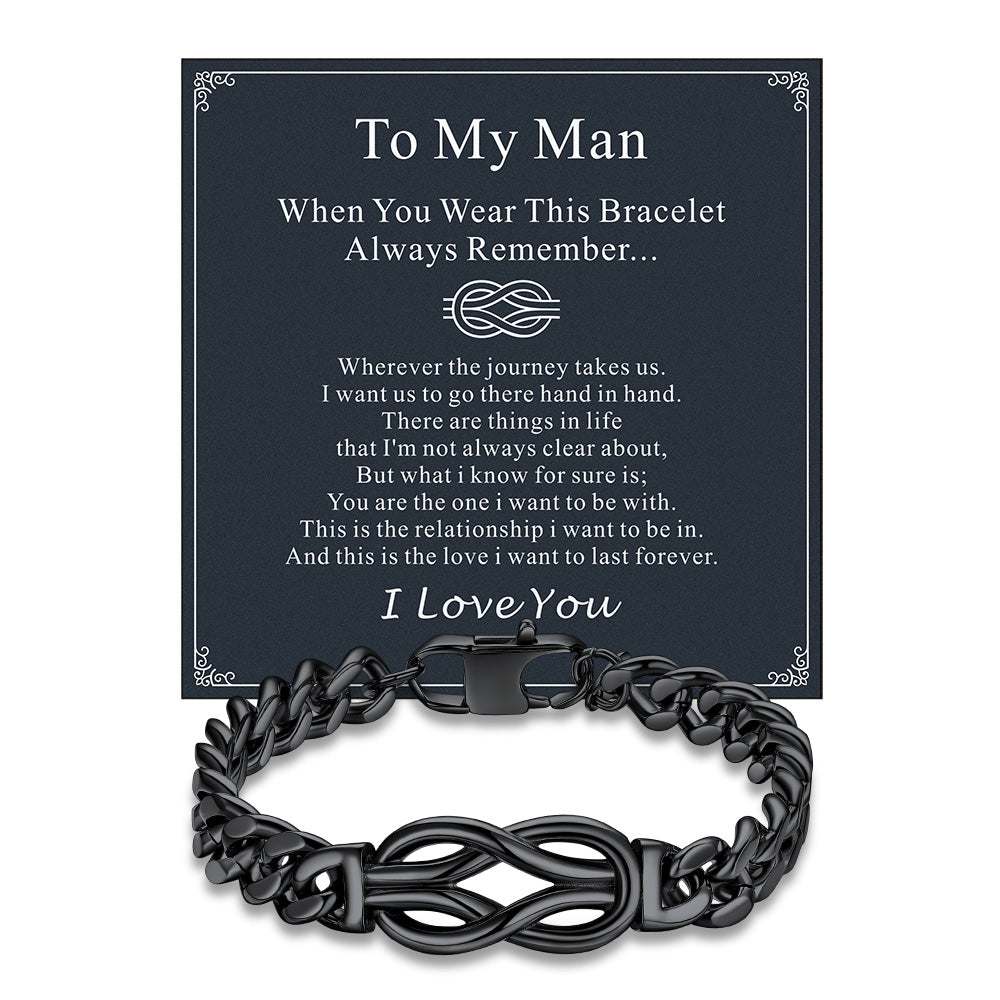 Love Knot Cuban Link Chain Bracelet Gift For Couple Men
