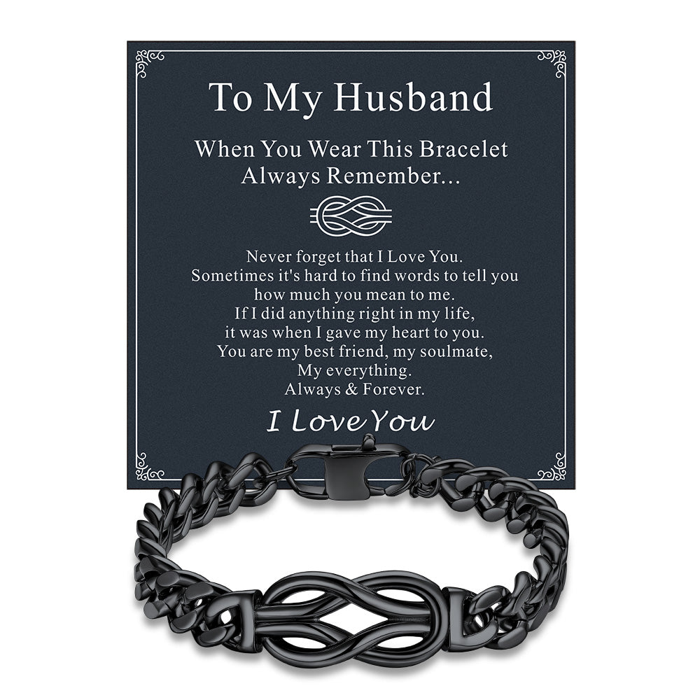 Love Knot Cuban Link Chain Bracelet Gift For Couple Men