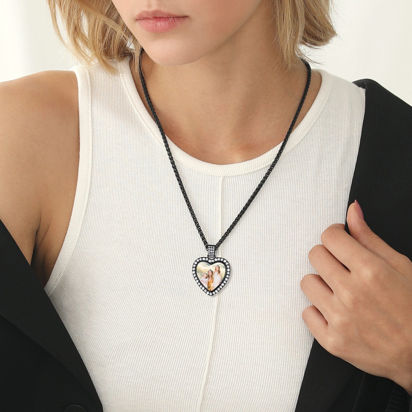 Heart photo necklace with custom picture - memorial gift for women