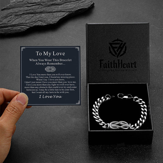 Love Knot Cuban Link Chain Bracelet Gift For Couple Menimg
