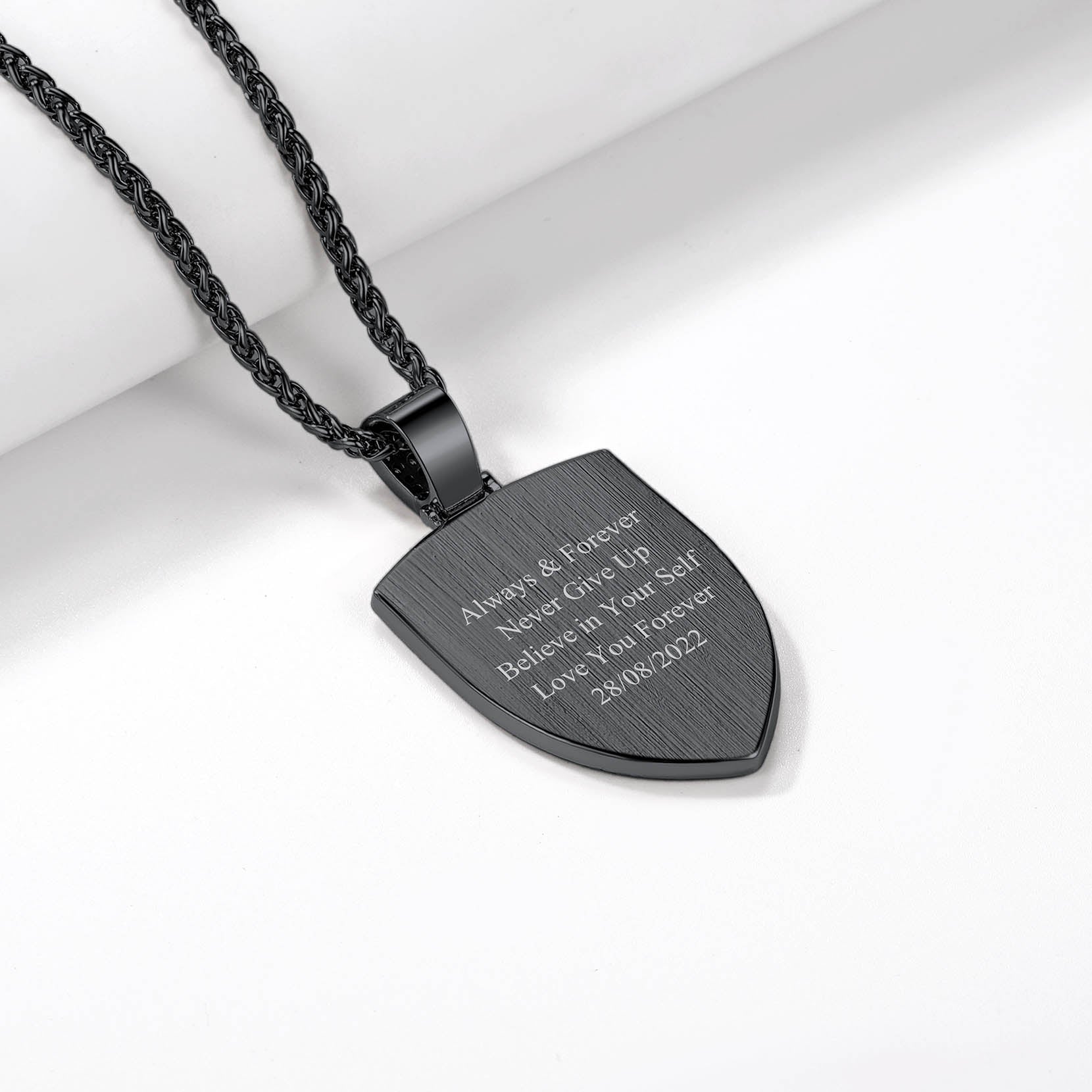 FaithHeart Zirconia Shield Custom Pendant Hip Hop Jewelry Picture Necklace FaithHeart