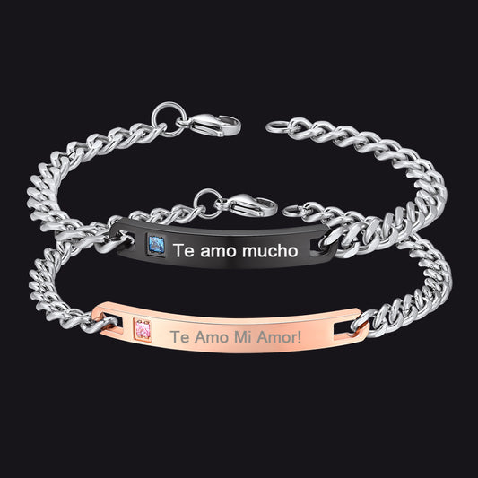 Couple Name ID Bracelet with engraved text img