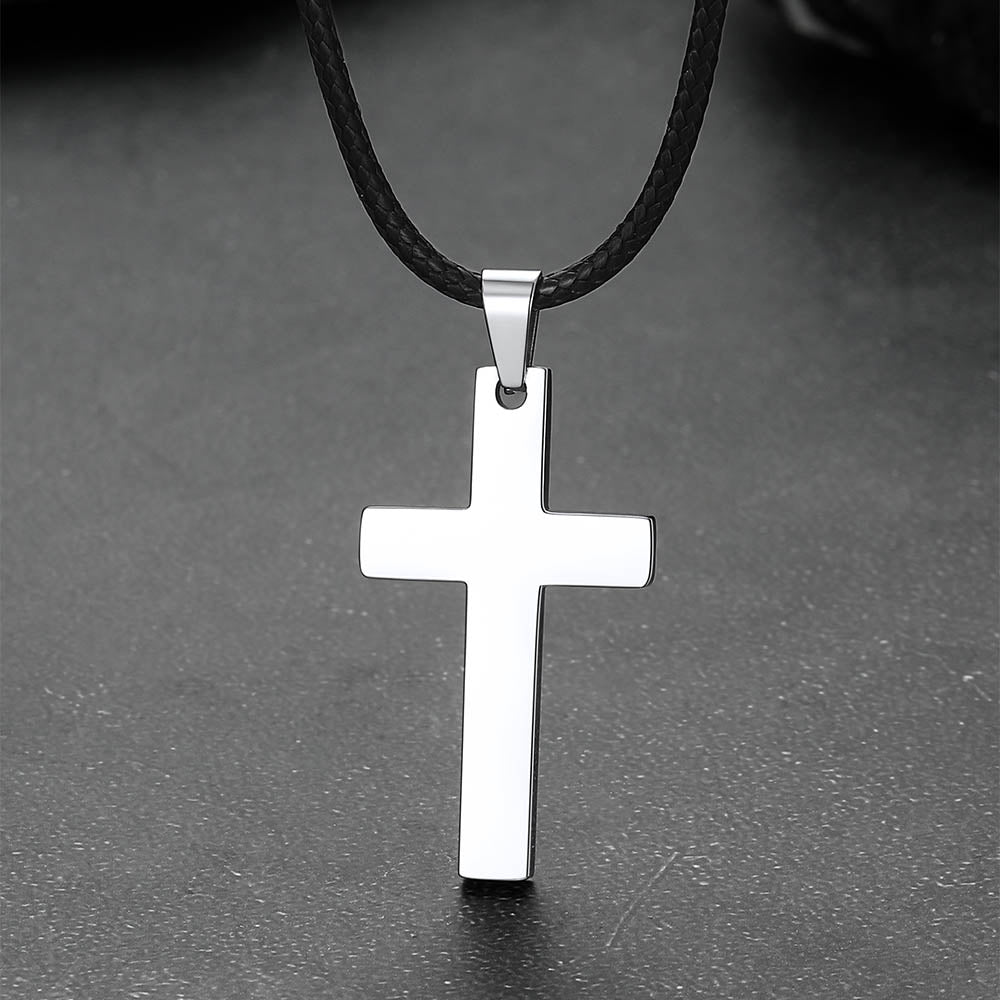 Engravable Cross Necklace Pendants for Men Women