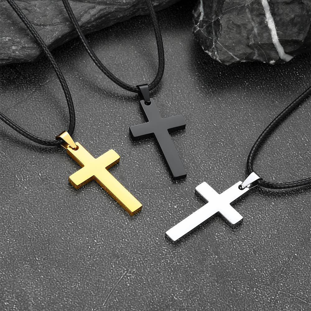 Engravable Cross Necklace Pendants for Men Women