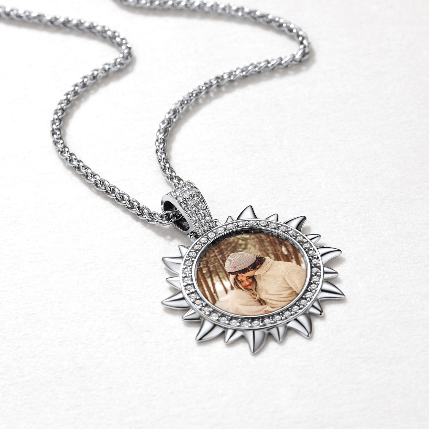 FaithHeart Sun Custom Zirconia Pendant Hip Hop Jewelry Picture Necklace FaithHeart