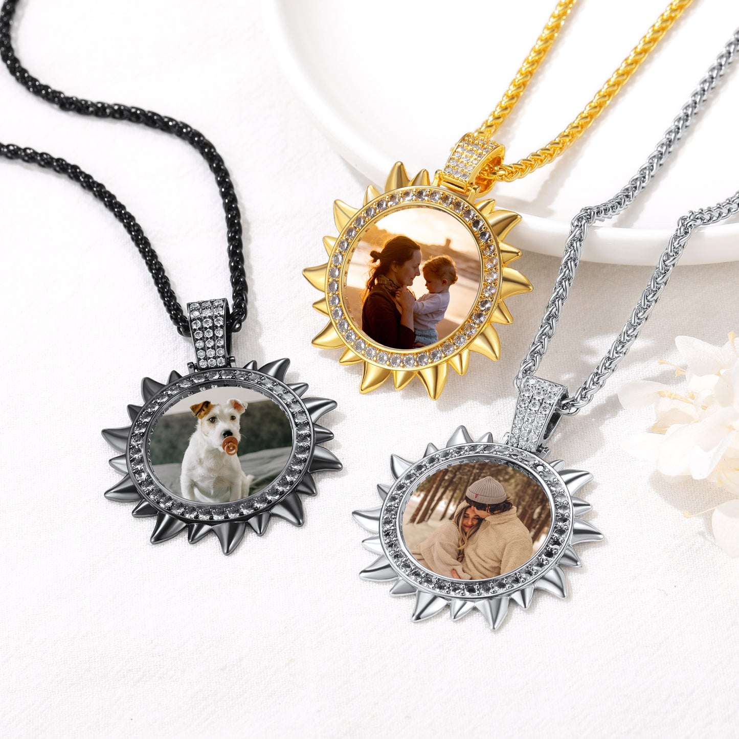 FaithHeart Sun Custom Zirconia Pendant Hip Hop Jewelry Picture Necklace FaithHeart