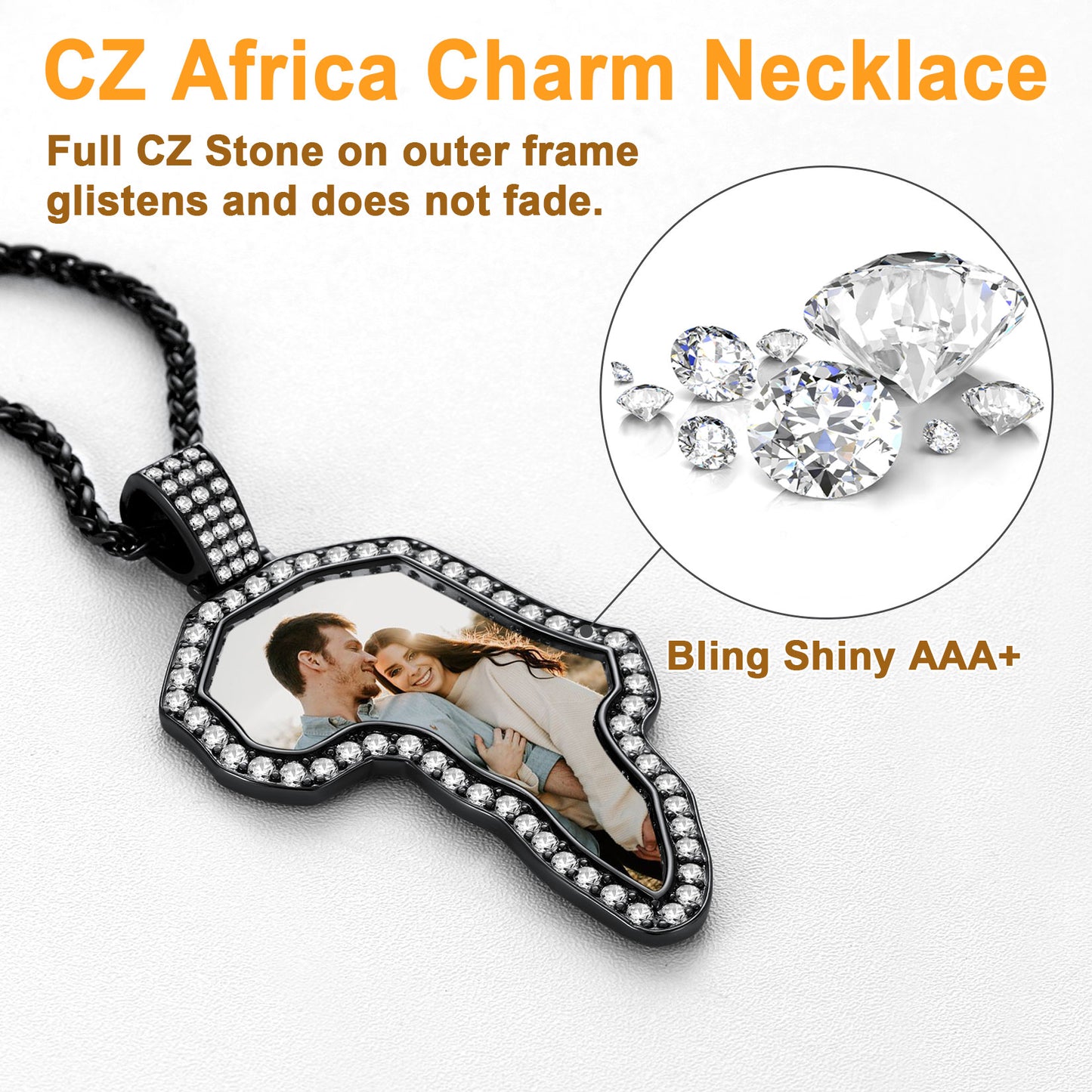 FaithHeart Customized African Map Necklace with Picture for Men Women FaithHeart