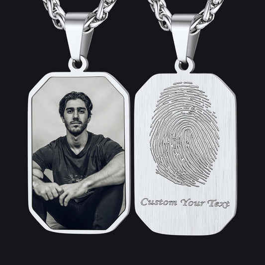 Customized Dog Tag Photo Fingerprint Necklace FaithHeart Jewelryimg