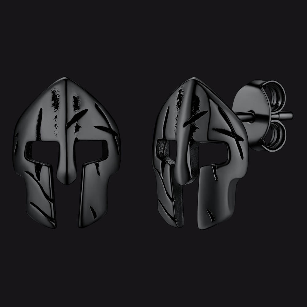 Spartan Helmet Stainless Steel Stud Earrings FaithHeart Jewelry