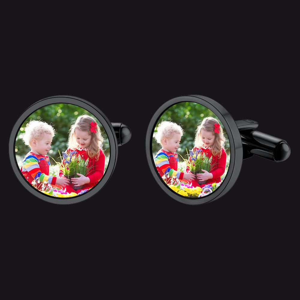 Classic Custom Photo Monogram Name Cufflinks FaithHeart Jewelry