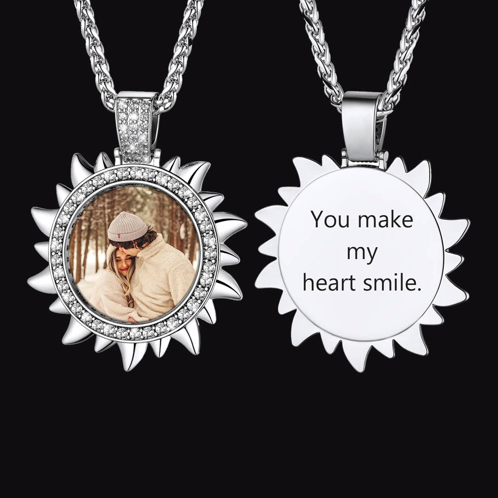 FaithHeart Sun Custom Zirconia Pendant Hip Hop Jewelry Picture Necklace FaithHeart