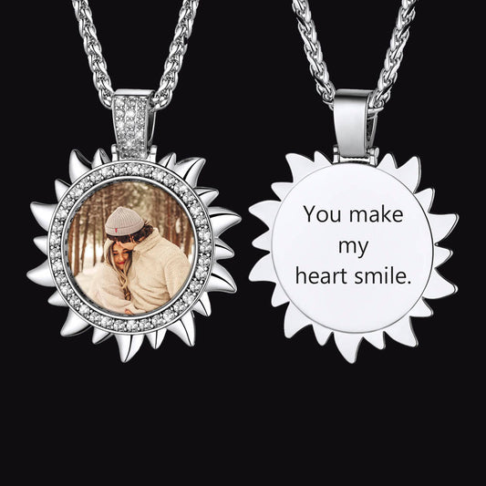FaithHeart Sun Custom Zirconia Pendant Hip Hop Jewelry Picture Necklace FaithHeartimg