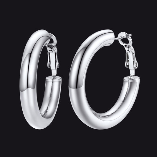 Chunky Hoop Earrings for Women with Lobster Clasp 5MM Widthimg