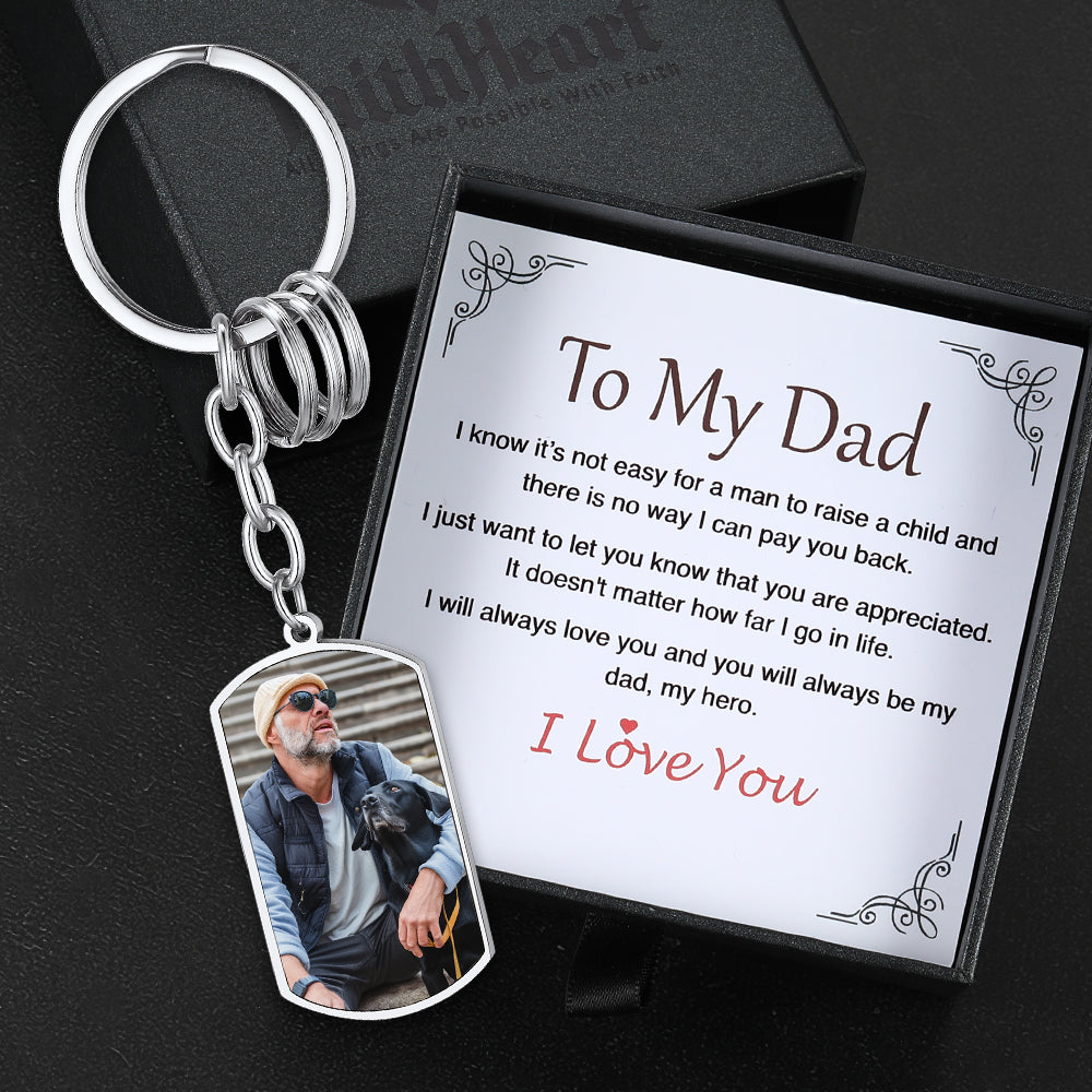 Personalized Dog Tag Keychain With Picture for Men Women FaithHeart Jewelry