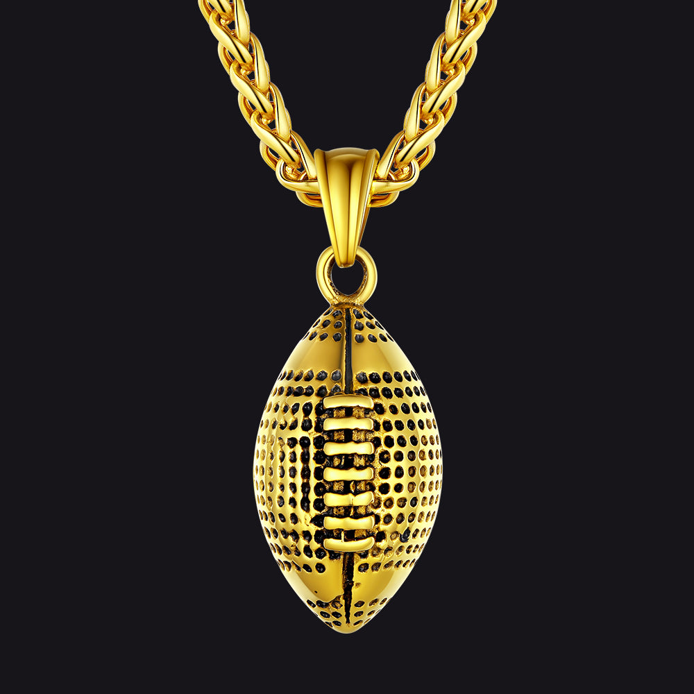 3D American Football Pendant Necklace for Men Women
