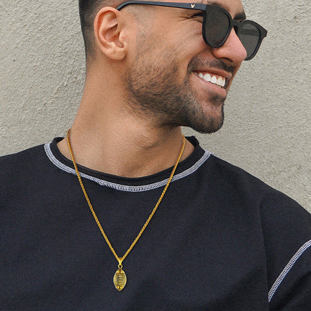 3D American Football Pendant Necklace for Men Women