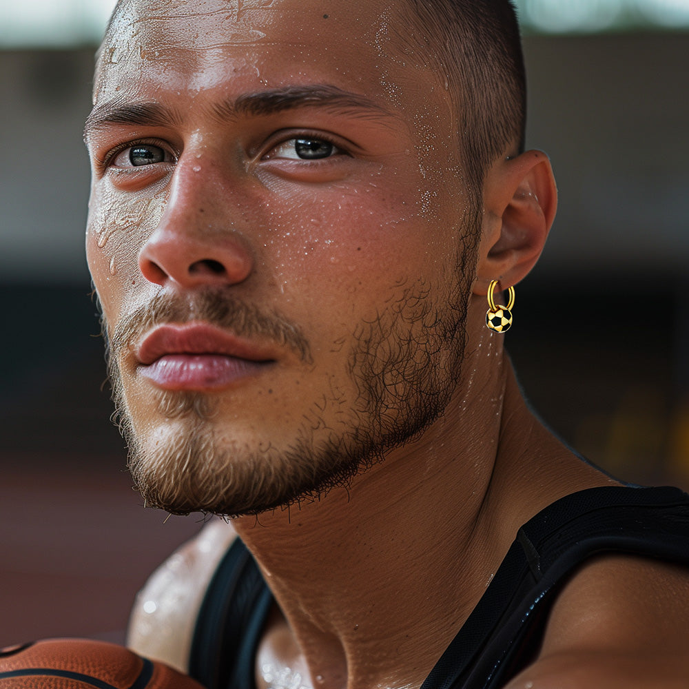 FaithHeart 3D Soccer Hoop Earrings for Men Women FaithHeart