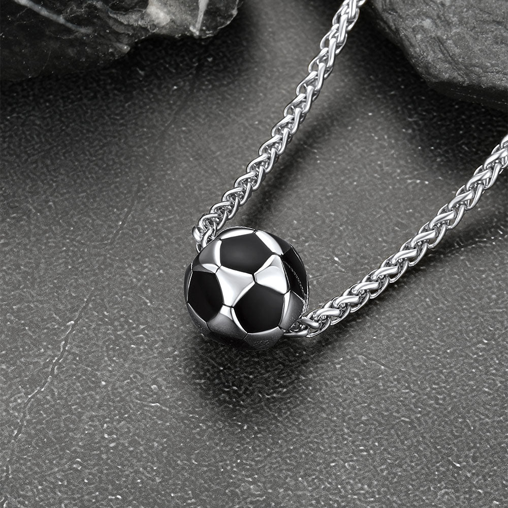 FaithHeart Unisex Trendy 3D Soccer Pendant Sport Necklace FaithHeart
