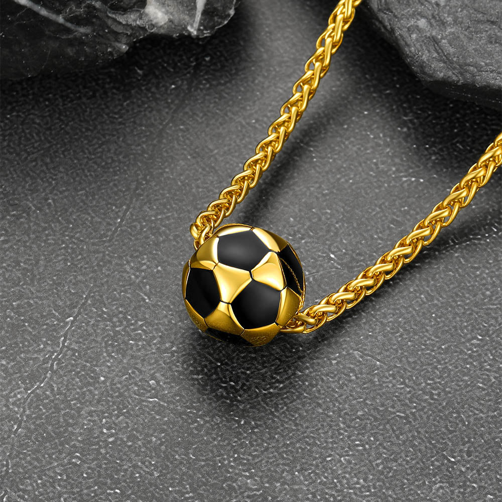 FaithHeart Unisex Trendy 3D Soccer Pendant Sport Necklace FaithHeart