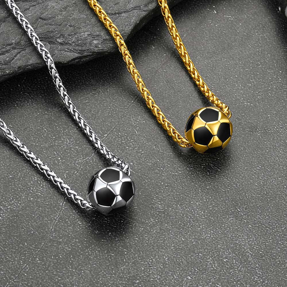 FaithHeart Unisex Trendy 3D Soccer Pendant Sport Necklace FaithHeart