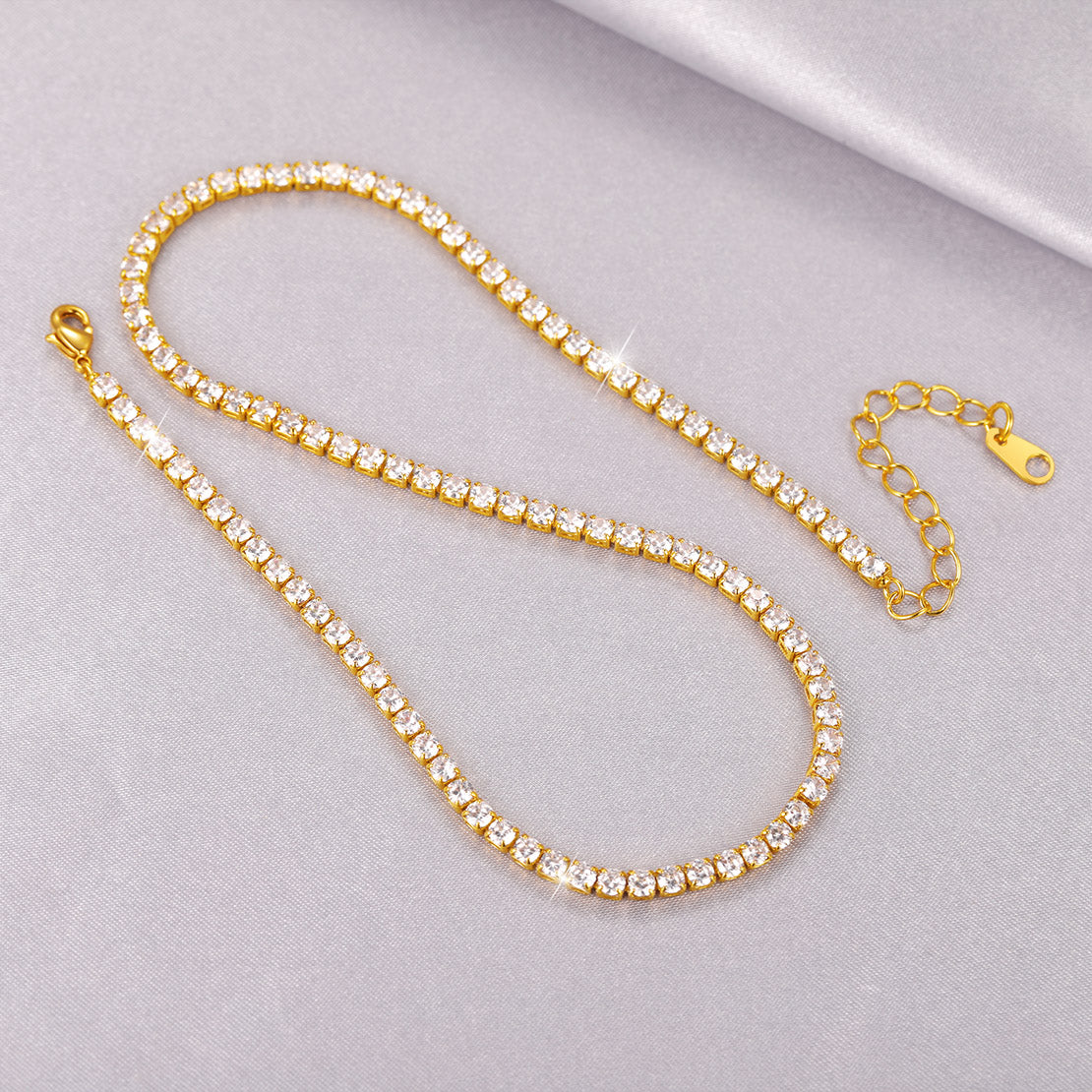 Streetwear Style Cubic Zirconia Chain Flat Lay