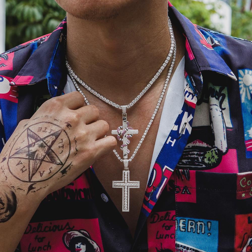 Man Wearing 3MM Bling CZ Chain Necklace