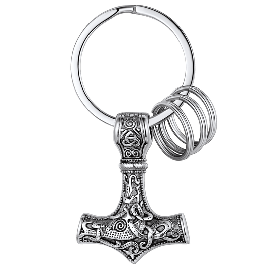 FaithHeart Norse Viking Thor Hammer Mjolnir Stainless Steel Keychain FaithHeart Jewelryimg