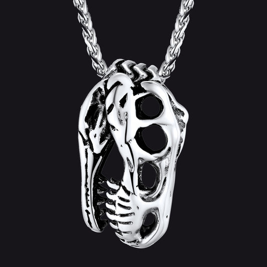 Dinosaur Skeleton Tyrannosaurus Rex Pendant with Chain FaithHeart Jewelryimg