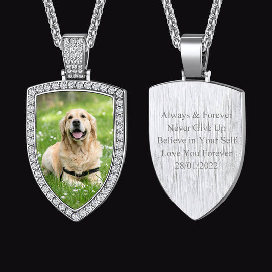 FaithHeart Zirconia Shield Custom Pendant Hip Hop Jewelry Picture Necklace FaithHeartimg