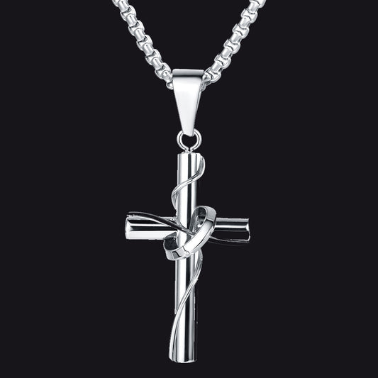 FaithHeart Christian Cross Pendant Necklace With Ring For Men FaithHeartimg
