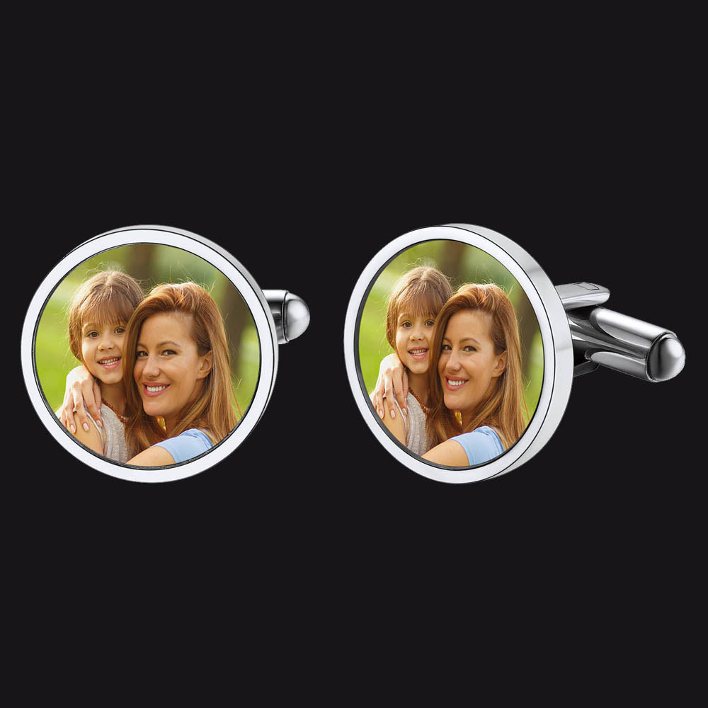 Classic Custom Photo Monogram Name Cufflinks FaithHeart Jewelry