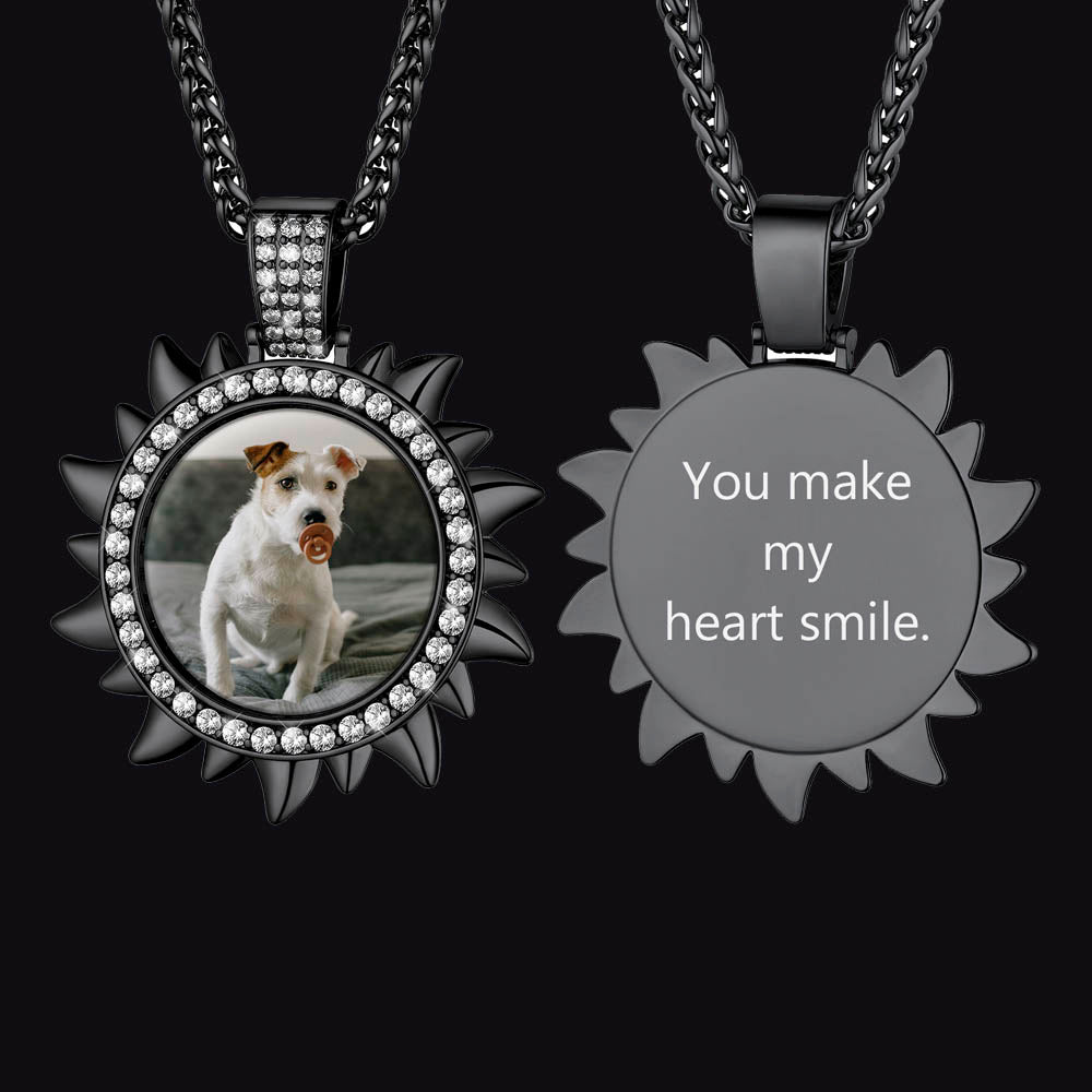 FaithHeart Sun Custom Zirconia Pendant Hip Hop Jewelry Picture Necklace FaithHeart